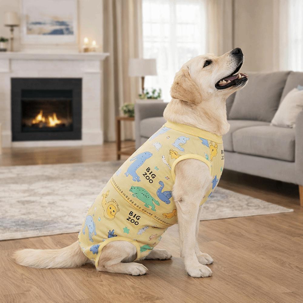 Cotton Dog Recovery Suit Cartoon Dog Jumpsuit Dog Sterilization Suit  Prevents Licking Wounds