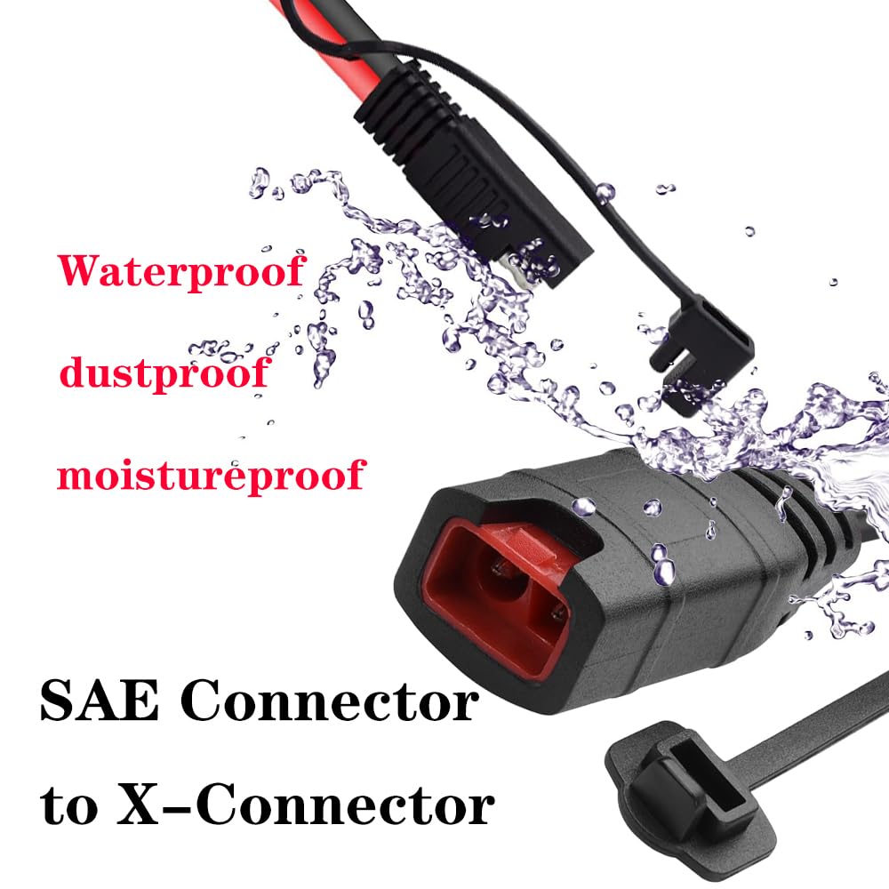 SAE Connector Compatible With NOCO Genius Smart Battery Charger GC004 X-Connect 12Inch-14AWG,SAE Extension Cord Cable, 3 * 20A Fused Waterproof Plugs
