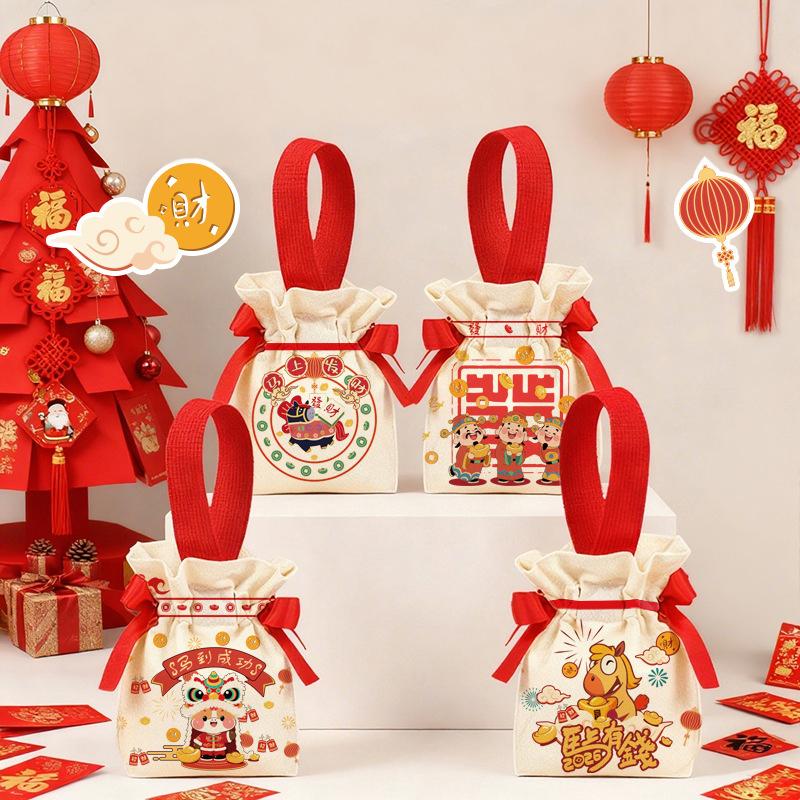 Jahr des Pferdes Kordelzug Cartoon Beutel Taschen Kleine Süßigkeiten Geschenktüte Navidad Party Gastgeschenk Snack Verpackungsbeutel 2026 Jahr