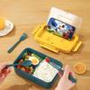 Wheat Compartment Lunch Box, Student and Office Worker Lunch Box, Portable Lunch Box, with Fork, Spoon and Chopsticks