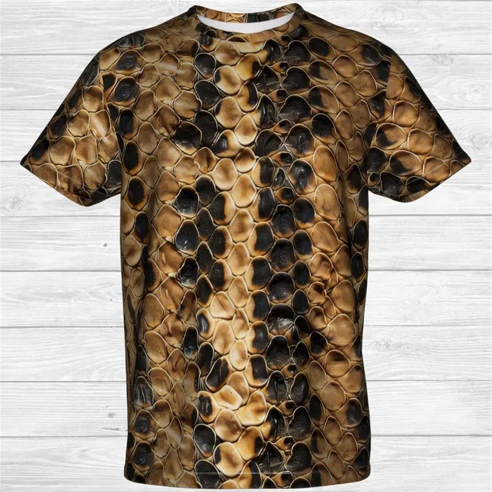 Snake Animal Scales Graphic T-shirt 3D Print Round Neck T Shirts Personality Street Cosplay Clothing Tees Tops Size XXS-6XL
