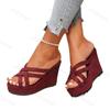 Fashion 2025 Summer New Women's Open Toes Fashion Wedge Heel Thick Soled Sandals Breathable Comfortable Cross Strap Beach Cool Slippers