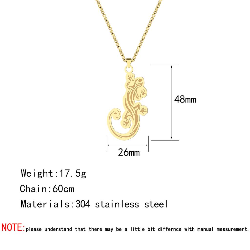 Kinitial Stainless Steel Animal Gecko Lizard Pendant Necklace for Women Chain Choker Necklaces Statement Jewelry Gift Colar