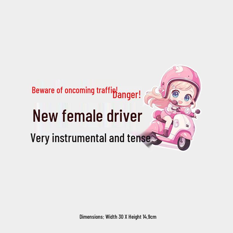 Nervous New Female Driver Creative Car Sticker for Rear Window