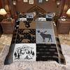 Homewish Rustic Farmhouse Plaid Duvet Cover Set Moose Bear Checkered Bedding Set Retro Cabin Lodge Comforter Cover Set