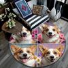 Corgi Dogs Round Area Rug,Carpet Rug for Living Room Bedroom Sofa Playroom Decor,Non-slip Floor Mat
