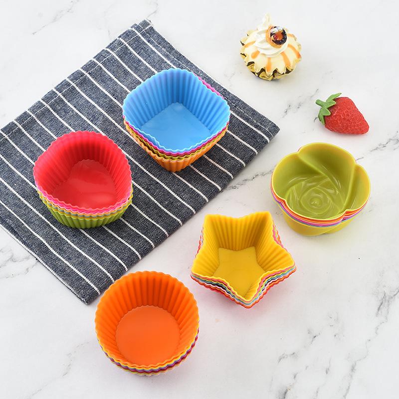 6/12 STÜCK Silikon Muffinform Runde Muffinförmchen Herz Kuchen Backform Küchen Kochzubehör Kuchen Dekorationswerkzeuge