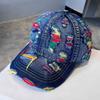Adjustable Frayed Denim Baseball Cap Sunscreen Sunshade Unisex Retro Peaked Hat Versatile Polyester