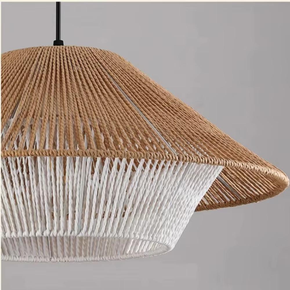 JOYINLED Boho Rattan Pendant Light 50CM Paper Rope LED Chandelier E27 Woven Hanging Lamp for Bedroom Kitchen Island Living Room