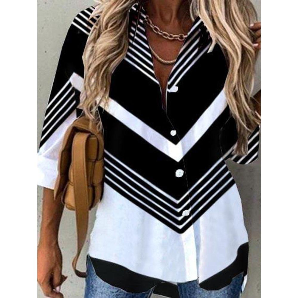 Temperament Long Sleeve Women Shirt Large Size Loose Shirts Women Casual Versatile Printed Tops Women