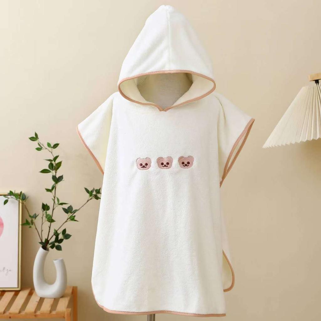 Children's Bath Towel Cape with Hat Baby Coral Fleece Absorbent Quick-drying Bathrobe Vacation Men's and Women's Beach Towels