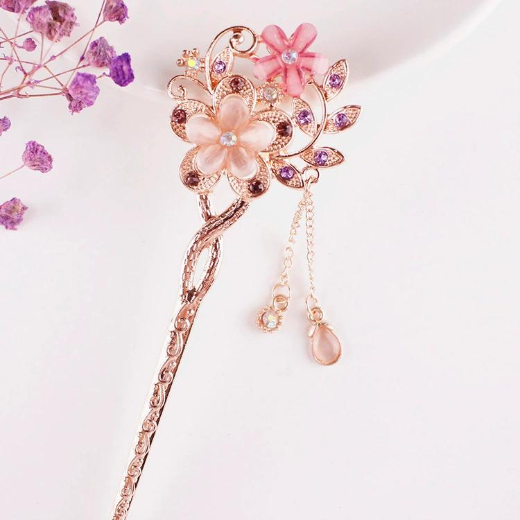 Fancy Colorful Flower Hollow Clip Hair Accessories Women Fashion Rhinestone Hairpin Headwear Clips Indian Jewelry