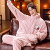 Winter Pajamas Ladies Coral Velvet Flannel Thickened Plus Sleepwear Women Household Clothing Set Famale Zipper Suit Outsidewear