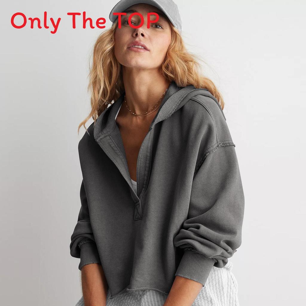 Modern Loose Hoodie Sweater For Women With Raglan Sleeves And Hoodie Design For Streetwear Style