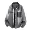 Men's Spring 2026 Retro Washed Cotton Jacket with Patchwork Lapel - Casual Trendy Outerwear