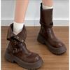 Women's Retro Ankle Boots 2026 Brown Fashion Platform Shoes Korean Soft-soled Anti-slip Multi-functional Catwalk Princess Boots