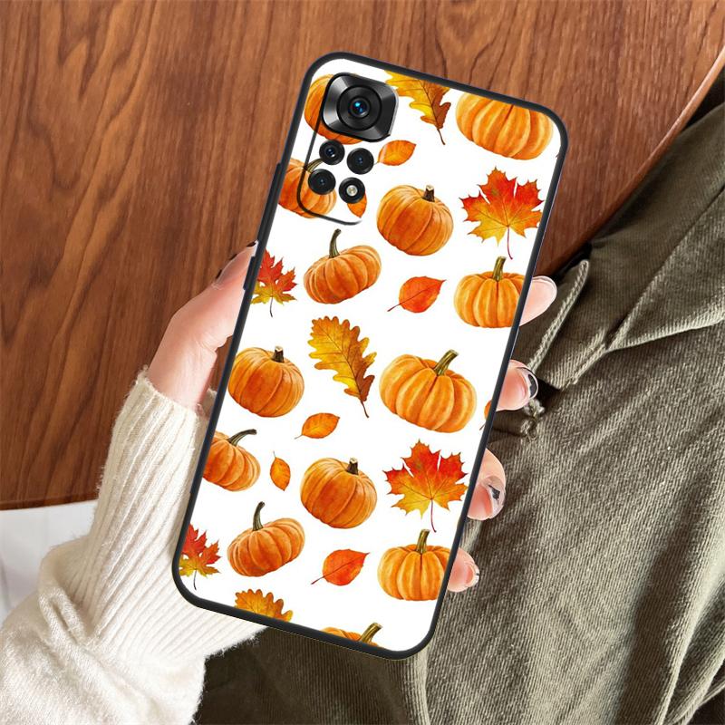 Autumn Leaves Fall Pumpkin Case For Xiaomi Redmi Note 14 Pro 13 12 11 10 15 Pro Plus Redmi 15 C 13 10C 12C 13C 14C Cover