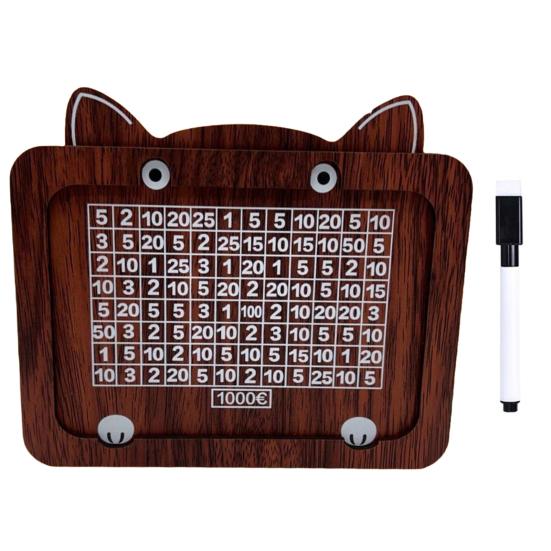 Wooden Money Box with Counter Savings Target And Numbers Money Saver Coin Bank Reusable Cash Vault Savings Box for Kids And Adults Savings Challenge