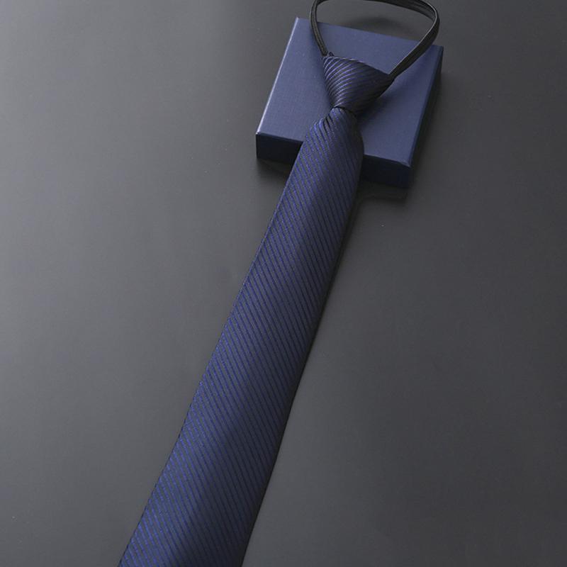 Elegant 8Cm Lazy Ties Blue Black Red Striped Men Shirt Business Dress Zipper Tie Neckties Accessories Wedding Groom