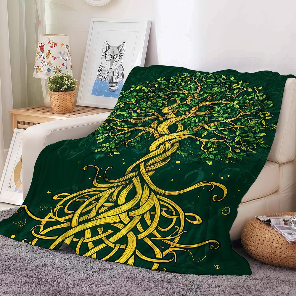 Yggdrasil Nature Tree Of Life Blanket Warm And Soft Suitable For Bedroom Living Room Sofa Bed Office Travel Camping