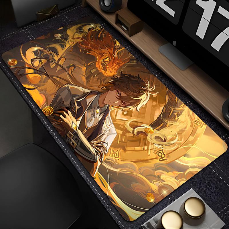 Anime Zhongli Mouse Pad Large Gaming Desk Mat NonSlip Laptop Keyboard Tray Office Pc Genshin Impact Gamer