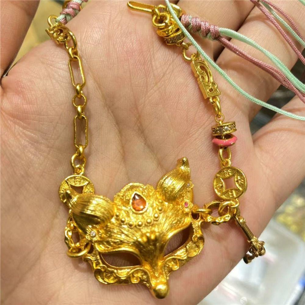 Exquisite Chinese Style Necklace Elegant Handmade Bead Bracelet Vixen Mask Bracelet  Girls