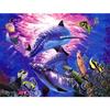 Animal Dolphins with Fish 5D Diy Diamond Painting Full Round Drill Mosaic Diamond Embroidery Rhinestones Home Decoration