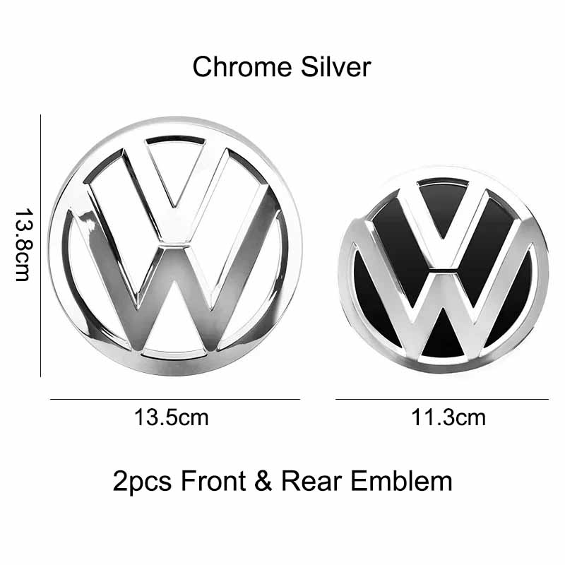 

2026 Hot For VOLKSWAGEN VW Chrome Silver / Glossy Black Car Emblems Set - Front Grille & Trunk Lid Badges for VW Golf 7 2014 - 2 Only Rear