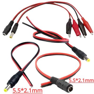 DC Male/Female Jack Connector Alligator Clips Crocodile Wire 12V Power Cable To 2 Alligator Clip Connected Voltage 5.5*2.1mm