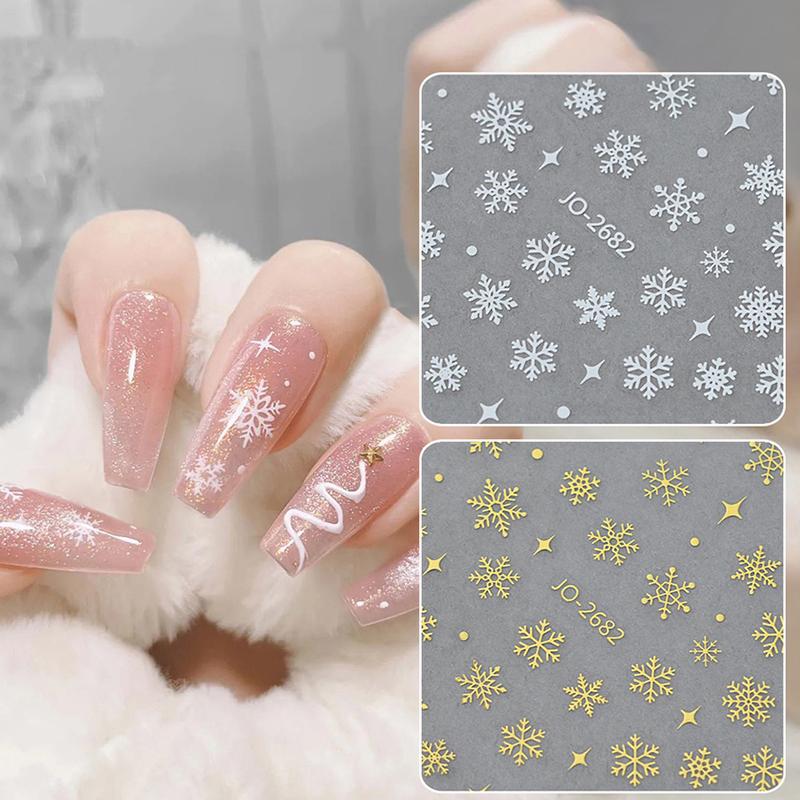 1 Sheet Christmas White Snowflakes Nail Stickers Snowflake Nail Decal Snowflake Xmas Slider