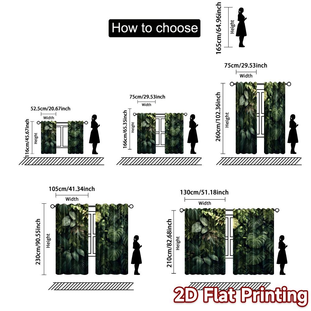 2pcs   2D FLAT PRINTING Curtains (Without Rod) Green Symphony Modern Modern Curtains Polyester Curtains Versatile All Suitable