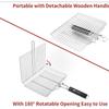 Stainless Steel Folding Handle BBQ Grill Clip for Fish, Meat & Vegetables