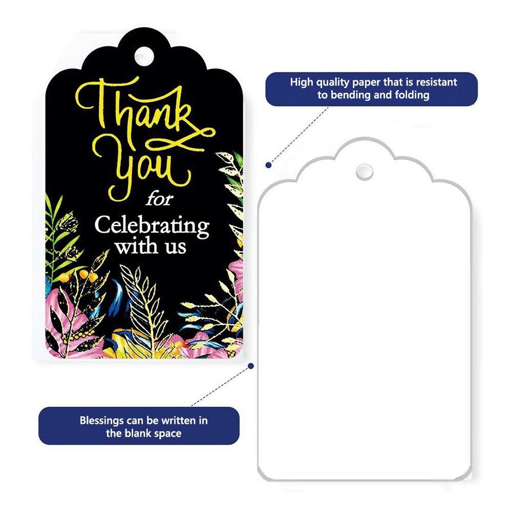 50PCS Flower Pattern Hang Labels with 10m Ropes Wrapping Card Tag Thank You Hanging Tags Gifts