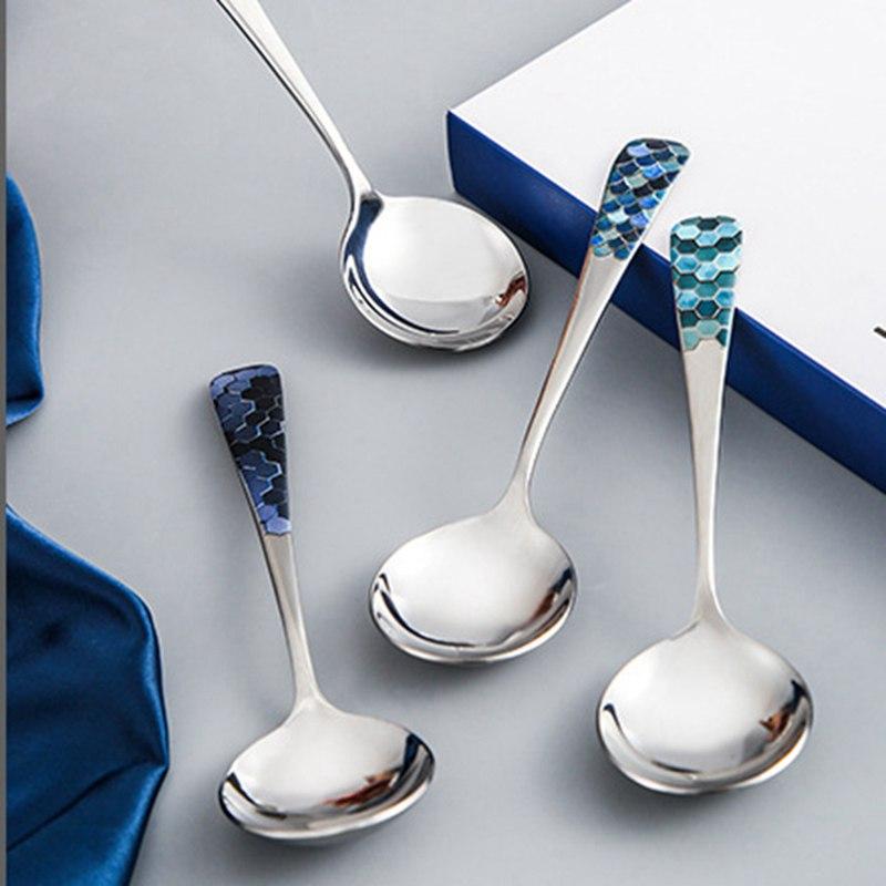 15cm Stainless Steel Long Handle Spoons Kitchen Cooking Utensil Tool Thickened Strong Soup Spoon Teaspoon For Kitchen Tableware