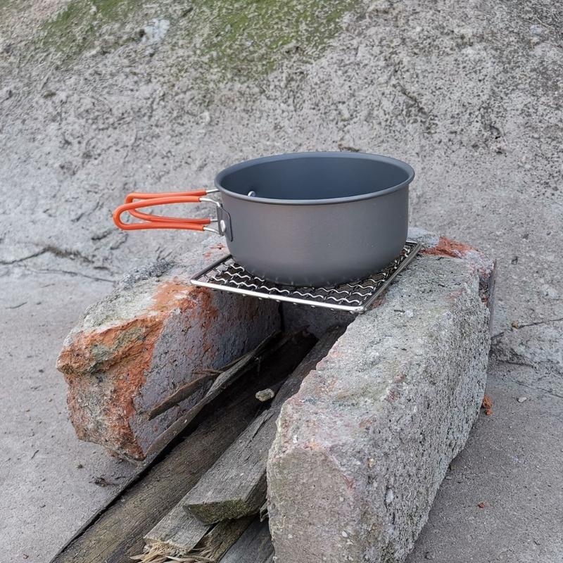 Camping Grill Grate Mesh Pads Square Round Grilling Mesh Fire Cooking Outdoor Picnic- BBQ Camping Pot Firewood- Rack
