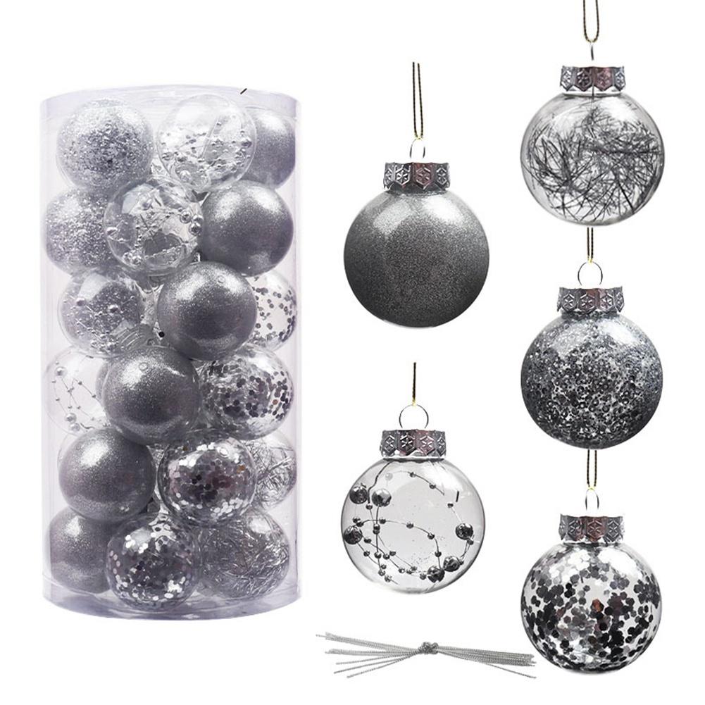 Clear Christmas Ball Ornaments Decorations Xmas Tree Shatterproof Ornaments with Hanging Loop for Home Decor Holiday Party