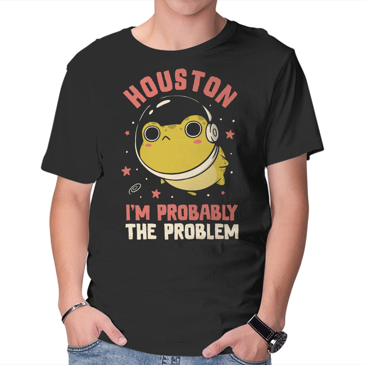 Unisex Crew Neck T-Shirt Houston I m Probably The Problem Graphic Short Sleeve Casual Tee XXXL