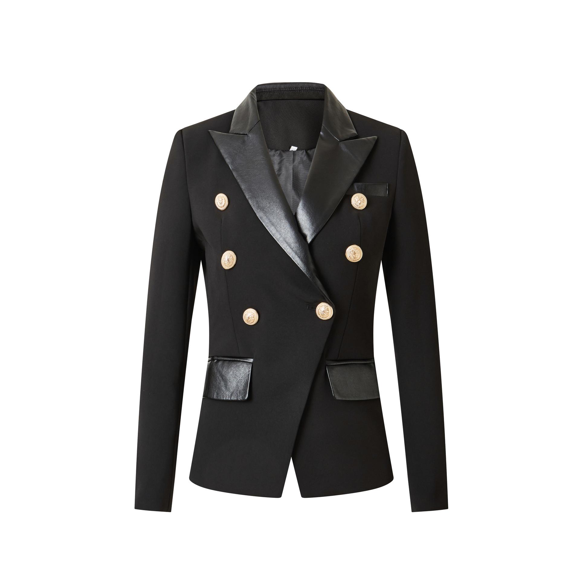 

Приталенный двубортный черный пиджак от костюма 2025 – европейский и американский стиль S чёрный
