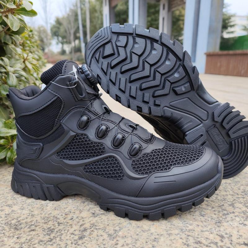 Rotating automatic button training commuting fast wear and take off one pedal outdoor military training sports breathable non-slip hiking shoes