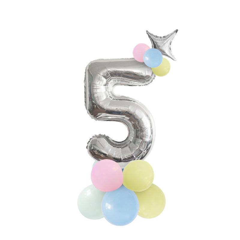Digital Aluminum Film Balloon Set Balloon Bundle Balloon Column Baby Birthday Party Decoration Arrangement