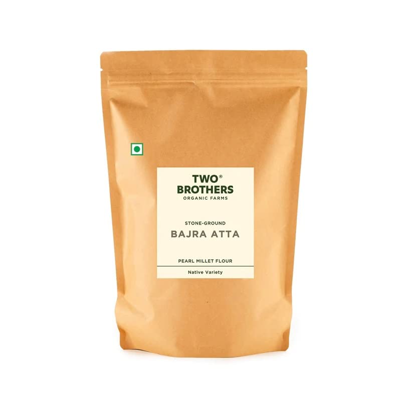 Two Brothers Organic Farms Bajra Atta 1kg Stone Ground Gluten Free Pearl Millet Flour for Healthy Fiber Rotis Pack of 1