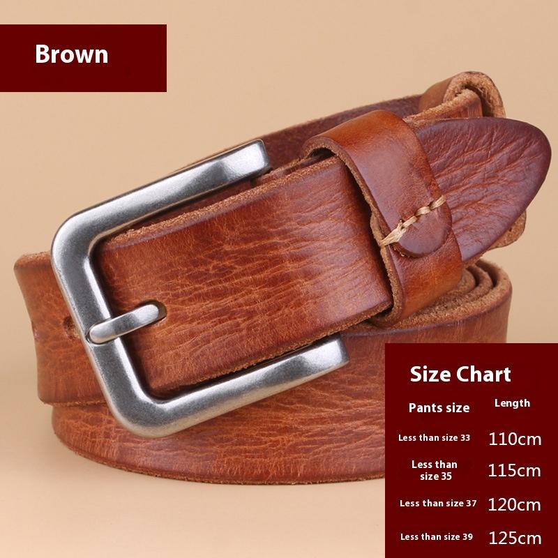 Men's Leather Belt Korean Style Casual Top Layer Leather Pin Buckle Belt Youth Men's Belt