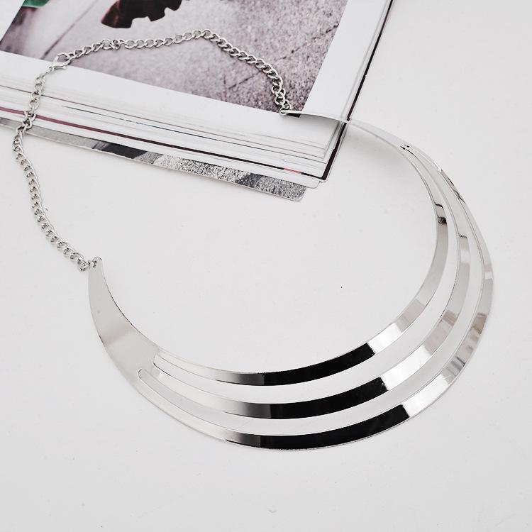 Преувеличенная металлическая текстура Punk Street Hollow ожерелье и браслет набор для женщин