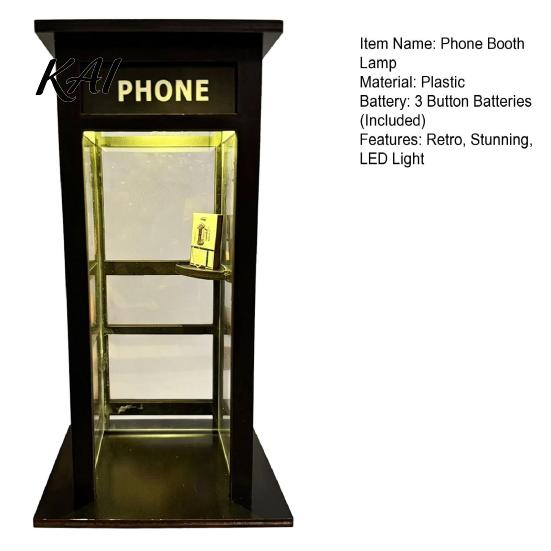 Retro Phone Booth Light Vintage Ambient Lamp, Tall Telephone Night Light, Nostalgic Table Lamp Warm LED for Bedroom Home Office Study Bar Decor
