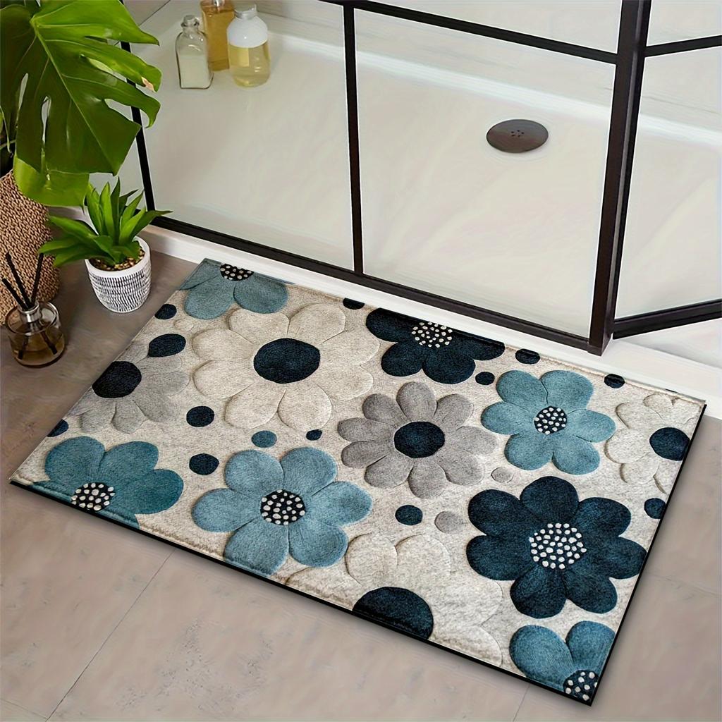 VIKAMA Elegant Floral Pattern Door Mat Rug For Bedroom Carpet For Living Room Soft Bathroom Mat Kitchen Rug Machine Washable
