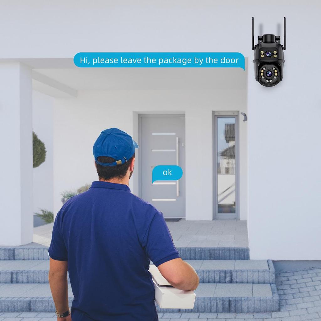 iCSee Dual-Lens HD WiFi Outdoor Surveillance Camera with Gun-Ball Linkage, Waterproof Design