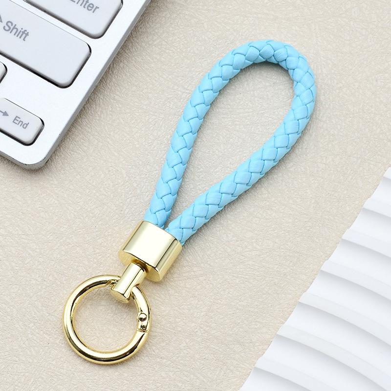 High Quality PU Braided Rope Car Keychain Simple Water Cup Pendant School Bag Keychain Motorcycle Key Ring Ring