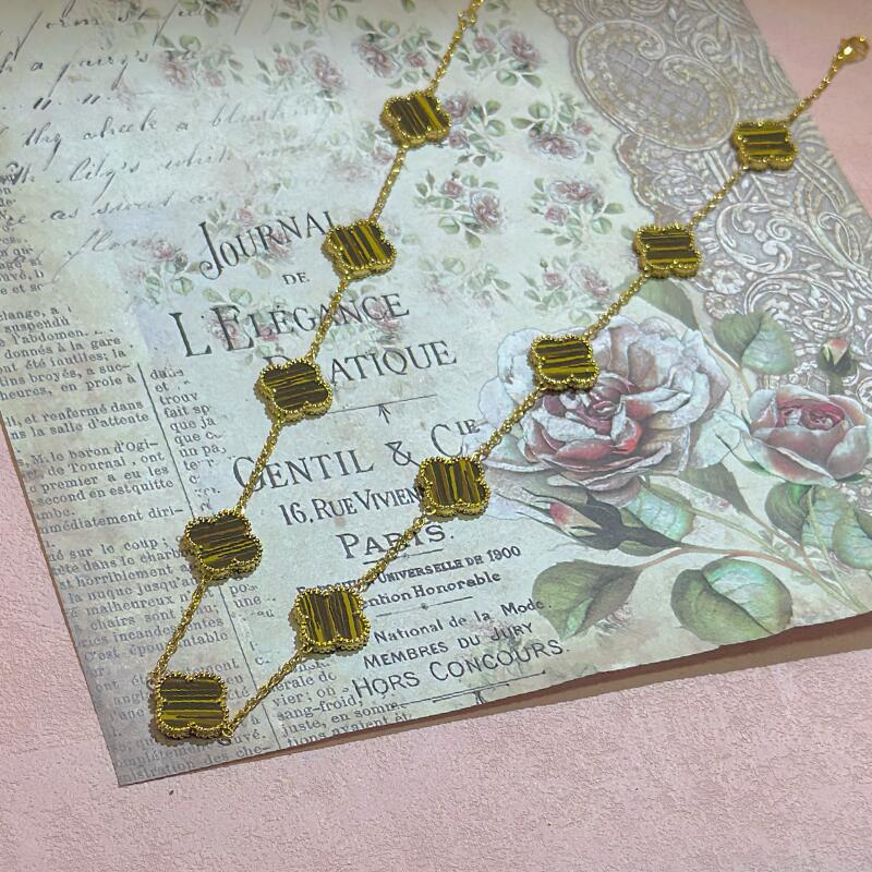 15MM High Version Ten Flower Four-leaf Clover Necklace 18k Double-sided Mother-of-pearl Four-leaf Clover Sweater Chain