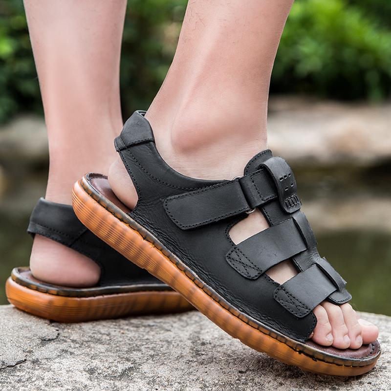 Sports summer sandals Quality genuine leather casual style Versatile beach walking Hot selling youth Plus Size -46 Shoes