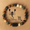 Tiger Eye & Picture Stone Handmade Zodiac Bracelet Set (8mm Beads)